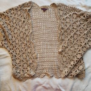 Jessica London Beige Crochet Cardigan Sz 22/24